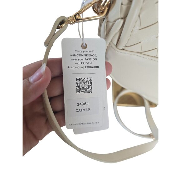 NWT Urban Expressions Scout Woven Crossbody Off White Woven Saddle Boho Purse - Picture 7 of 9